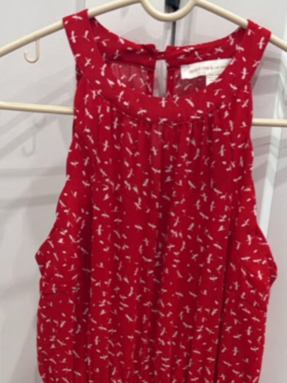 Monteau Los Angeles Womens Red Printed Tiered High Neck Mini Dress Size S
